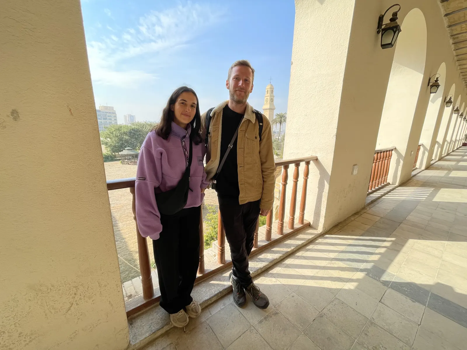 Guests on the Qishla balcony overlooking the gardens