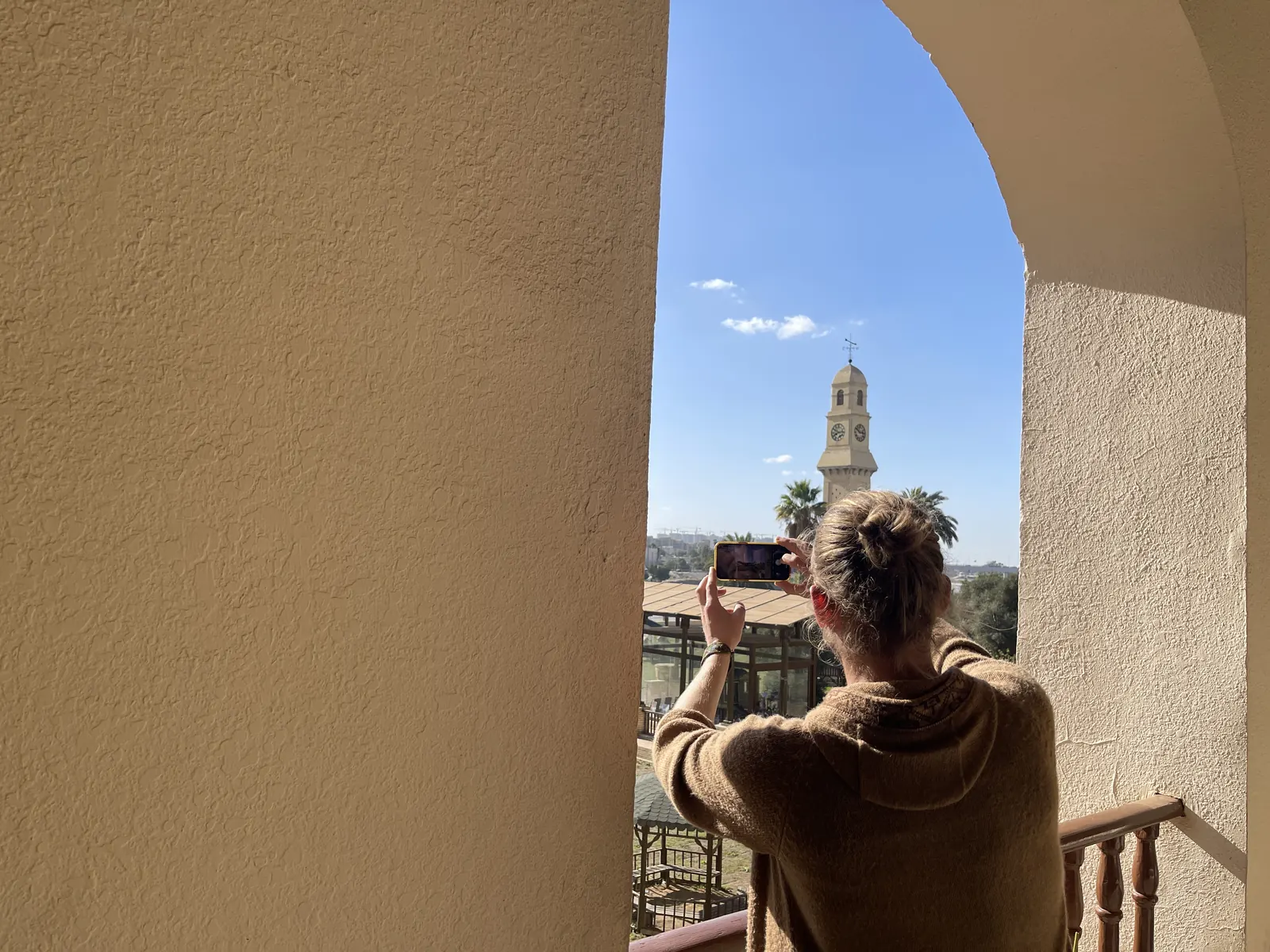 View of the Qishla clock tower from the balcony