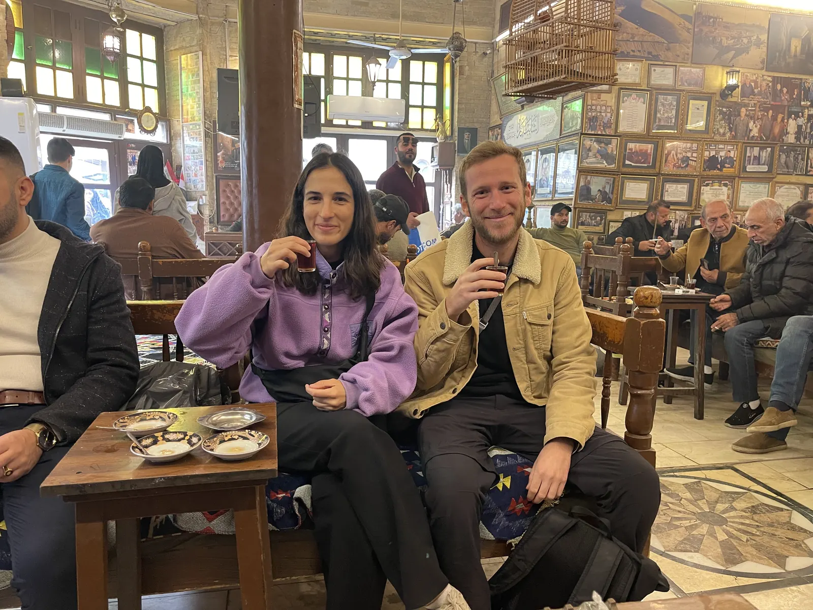 Tea at the historic Shabandar Café on Mutanabbi Street